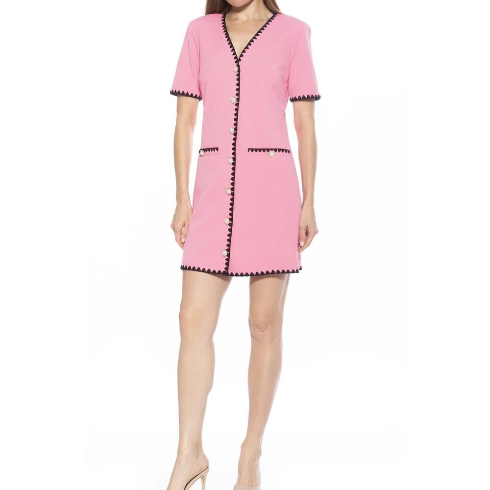 Alexia Admor Holly Hot Pink Mini Dress with Black Trim Size 6